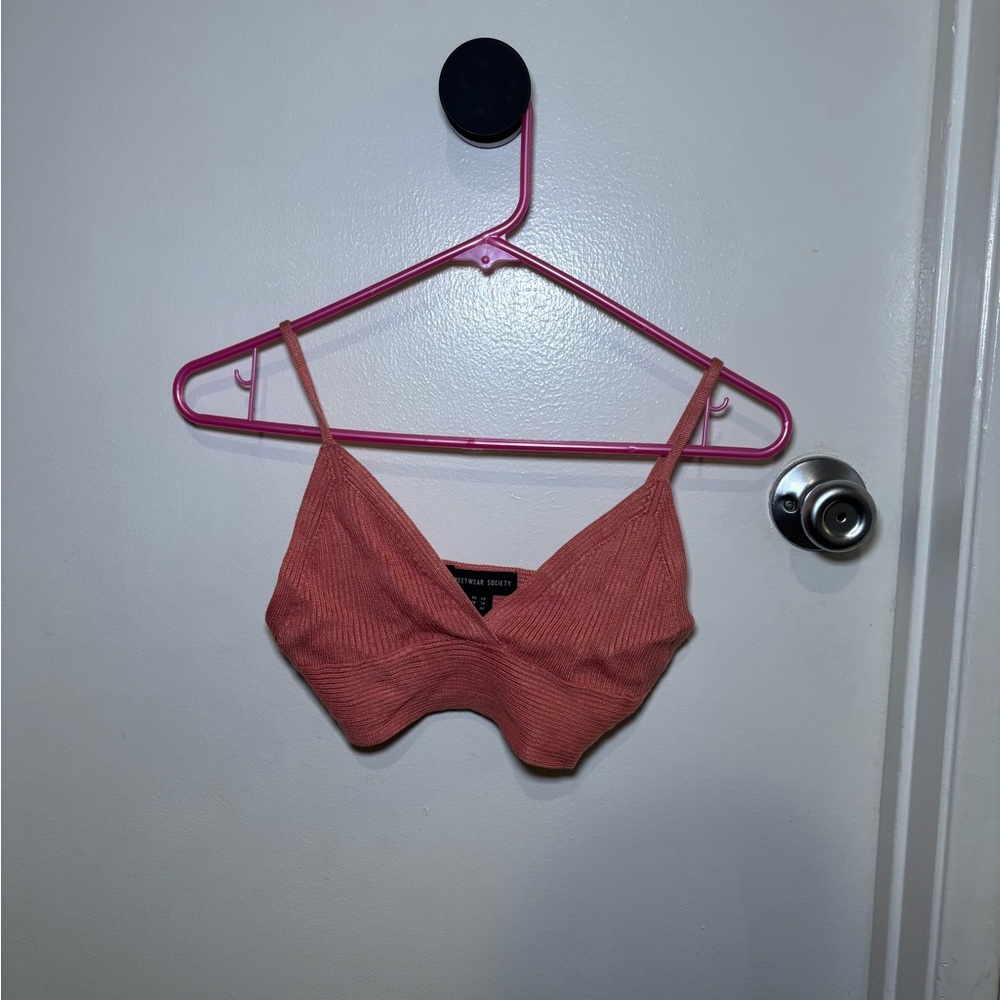 Coral Ribbed Bralette